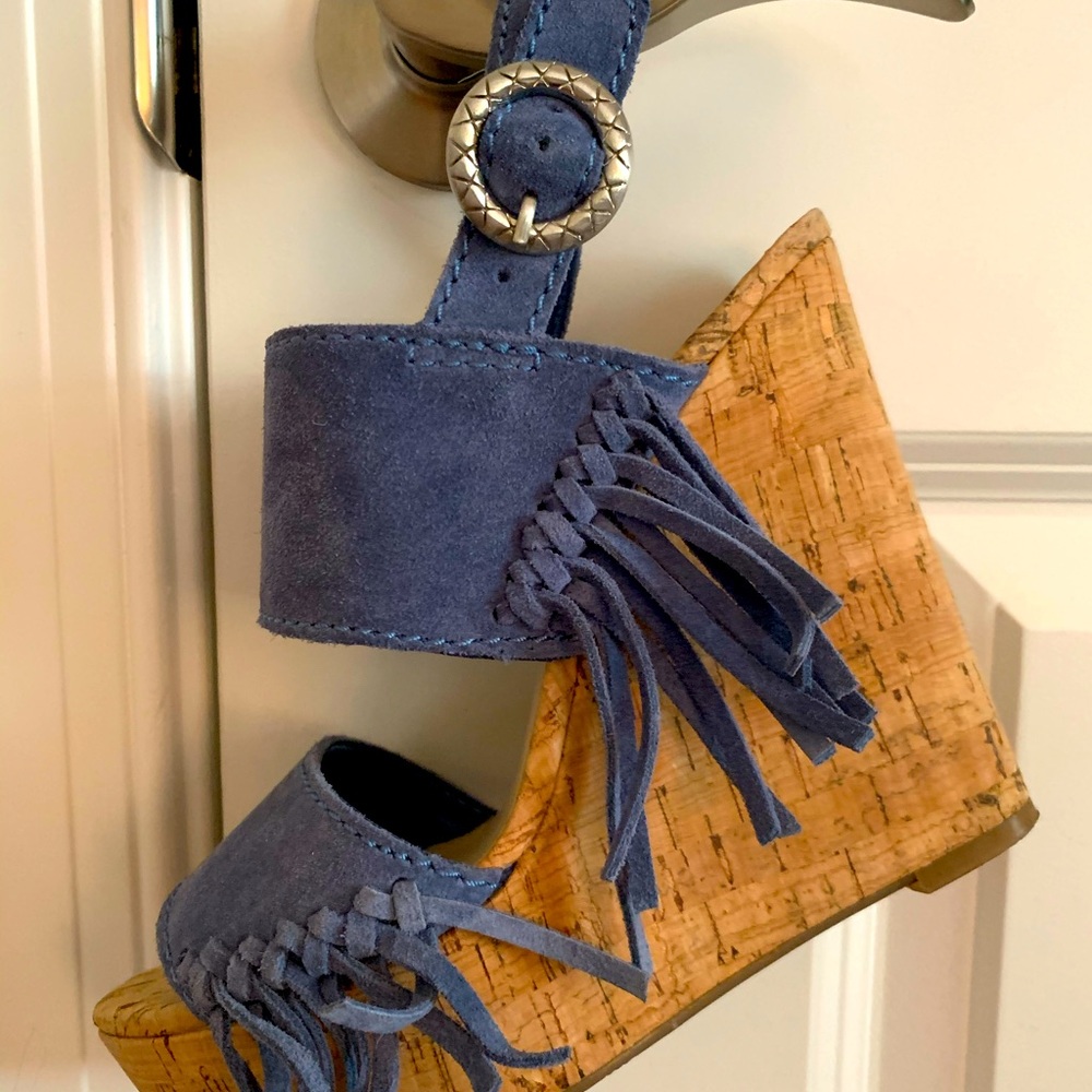 Guess Blue Suede Wedge Heels